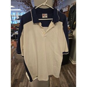Chase Authentics Mens XXL Polo Shirt Navy Blue White Colorblock Short Sleeve